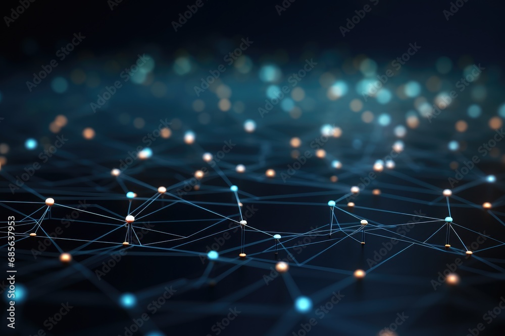 Poster abstract technology background with connecting dots and lines. network concept. 3d rendering, abstra