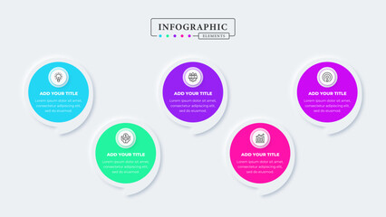 Creative business infographic presentation template with 5 steps or options