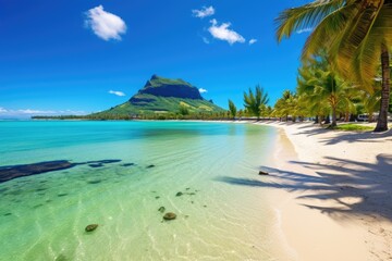 Paradise beach at Seychelles, La Digue island, Amazing white beaches of Mauritius island, Tropical vacation, AI Generateda