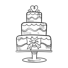 Hand Drawn Wedding Doodle Cake