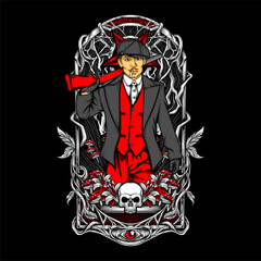 british gangster retro illustration for t shirt design and other