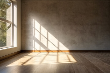Living room interior mix of italian and roman, Large blank frame on wall, White and ivory colors, sunlight ray from window,