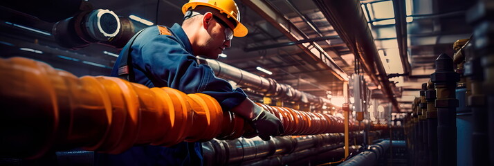 technician using specialized equipment to measure water flow through the pipeline. Generative AI