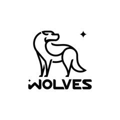 Wolf logo line vector icon design minimalist