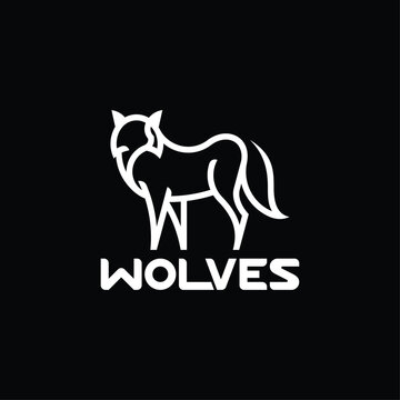 Wolf logo line vector icon design minimalist