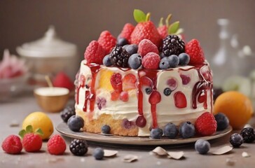 cake with berries