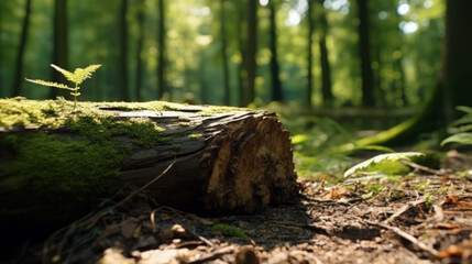 Obraz premium Close up of fallen tree trunk covered with moss
