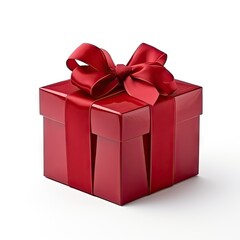 Fototapeta premium Surprise in every bow. Stylish array of christmas and birthday gifts wrapped in red and white background isolated with shiny ribbons and decorative bows
