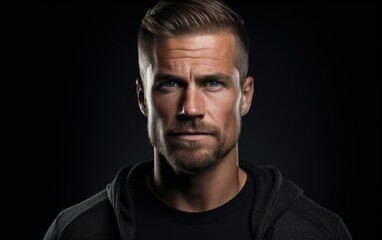 Obraz premium Portrait of a Confident Man in Stylish Black Hoodie