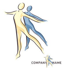 two colorful happy dancing people