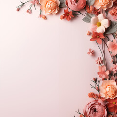 Light pink background with flowers on right side