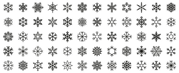 Snowflake icons. Set of snowflake silhouette. Christmas snowflake icons isolated. Vector snowflake signs