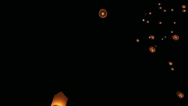 Floating lanterns at Yi Peng Festival in Chiang Mai