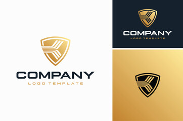 Premium Golden Shield for Automotive Car Emblem Badge logo design