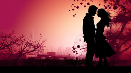 Young Love Bliss Background Image Featuring a Happy Couple.
