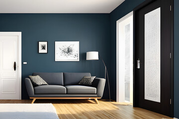 modern living room interior with door background