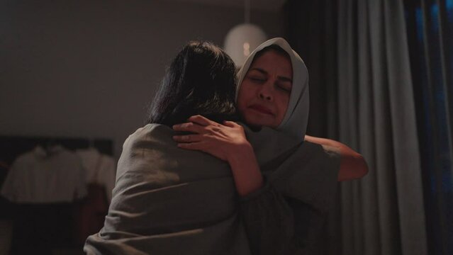 Girl friend comforting friendly hug hugging friend caring Sympathy for one another