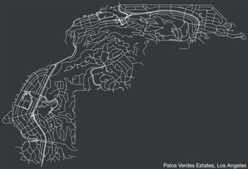 Detailed hand-drawn navigational urban street roads map of the CITY OF PALOS VERDES ESTATES of the American LOS ANGELES CITY COUNCIL, UNITED STATES with vivid road lines and name tag on solid backgrou