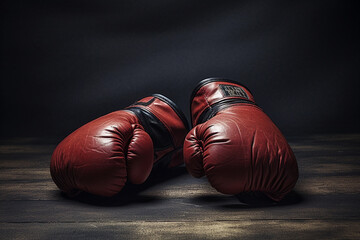 Old red boxing gloves