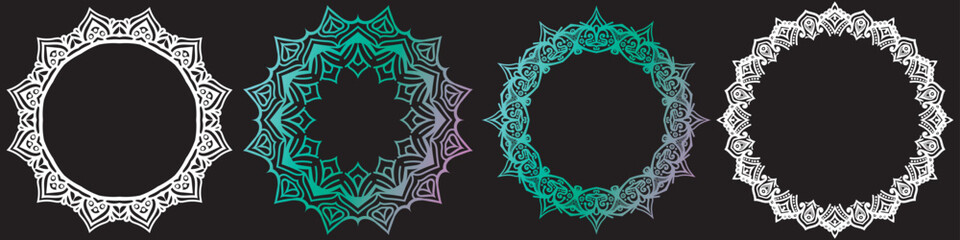 ornamental art circle elements set.