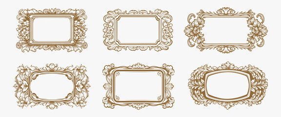 Retro Badge and Vintage Frames Set. Decorative frames and borders backgrounds vintage design elements