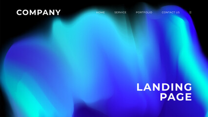 Landing page. Abstract background with vibrant fluid blue color gradient for website graphic design. Vector illustration.