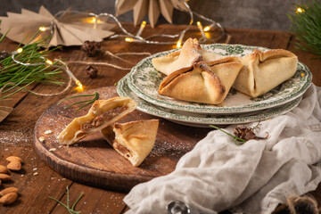 Traditional portuguese conventual sweet called Pitos de Santa Luzia from Vila Real, Portugal.