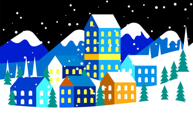 christmas night illustration for background, banner, poster, design, template, website, element, flyer, etc