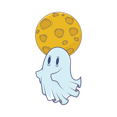 ghost with moon illustration