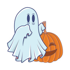 ghost and pumpkin illustration
