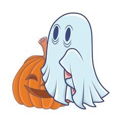 ghost and pumpkin illustration