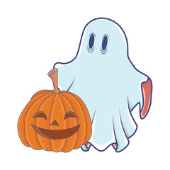 ghost and pumpkin illustration