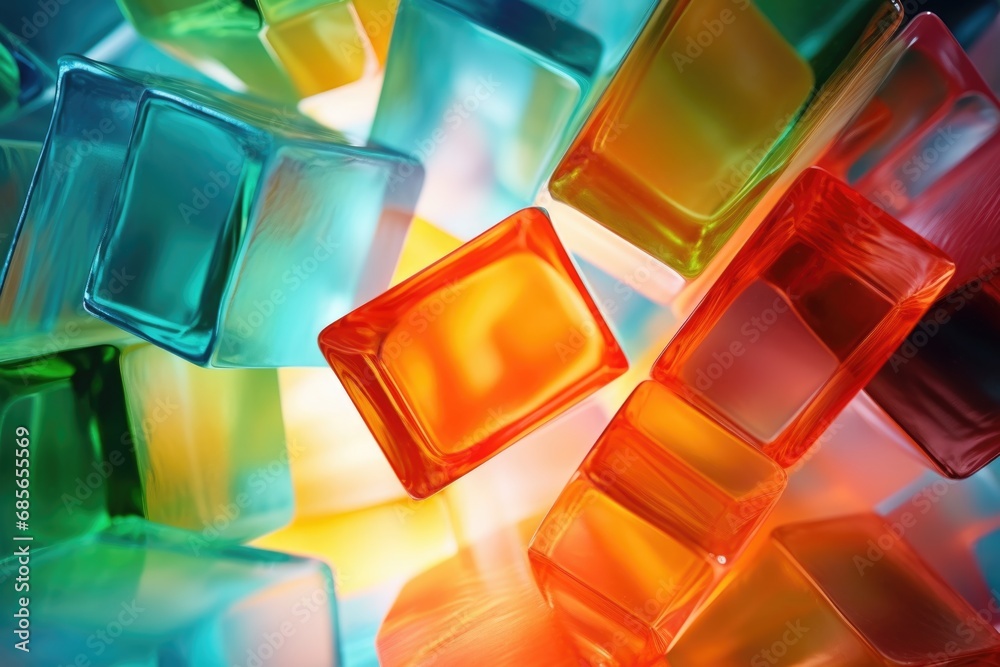 Poster a close-up view of a bunch of colored cubes. this image can be used for various design projects