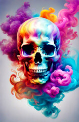 skull and colored smoke 