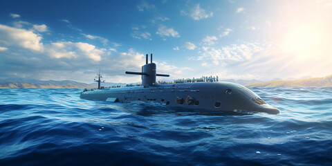 The submarine surfaced - obrazy, fototapety, plakaty