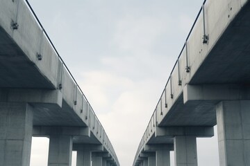 Fototapeta premium A picture of a couple walking together under a bridge. This image can be used to depict a romantic stroll, urban exploration, or a peaceful moment in a cityscape.