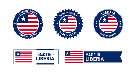 Made in Liberia, Manufacture by Liberia stamp, seal, icon, logo, vector