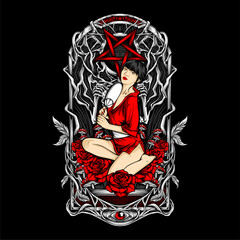 sexy charming girl illustration for t shirt design and other