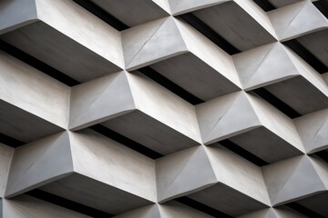 A detailed view of a building constructed using concrete blocks. This image can be used to showcase architectural design, construction projects, or urban development.