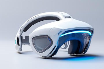 Immerse yourself in the future with this cutting edge futuristic VR virtual reality device isolated on a white background. Ai generated