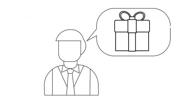 animated sketch of a man and a gift
