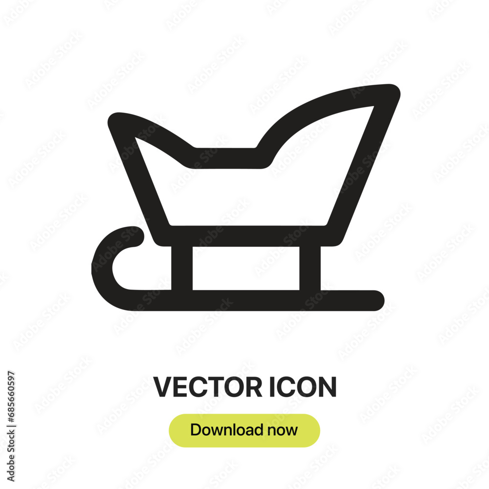 Fototapete christmas sled icon vector. linear-style sign for mobile concept and web design. christmas sled symb