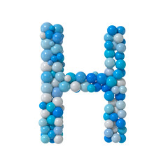 Multicolored Particle Sphere Style Alphabet "H" with Isolated on White Background. 3d Rendering