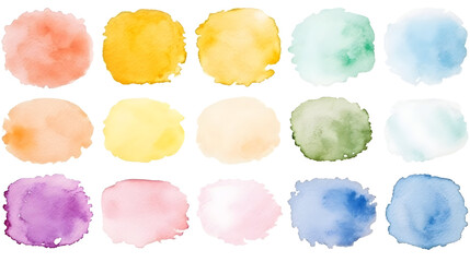 Set of colorful watercolor splashes on white background - 685662163