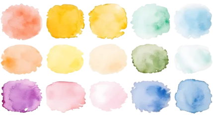 Fotobehang Set of colorful watercolor splashes on white background © mashimara