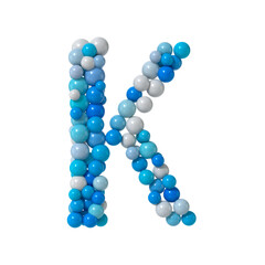 Multicolored Particle Sphere Style Alphabet "K" with Isolated on White Background. 3d Rendering