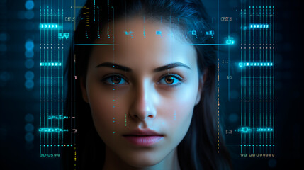 Person with binary code background