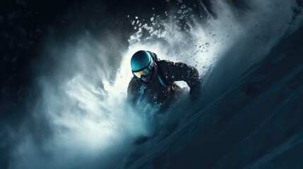A man snowboarding photo realistic illustration - Generative AI.