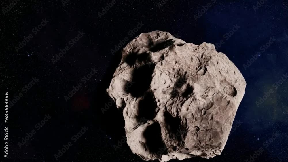 Wall mural asteroid moving in outer space.