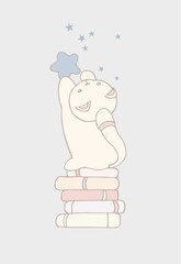 Valentine's Day - print-ready card (poster) made of isolated cartoon elements in pastel colors. Hand drawn digital illustration.